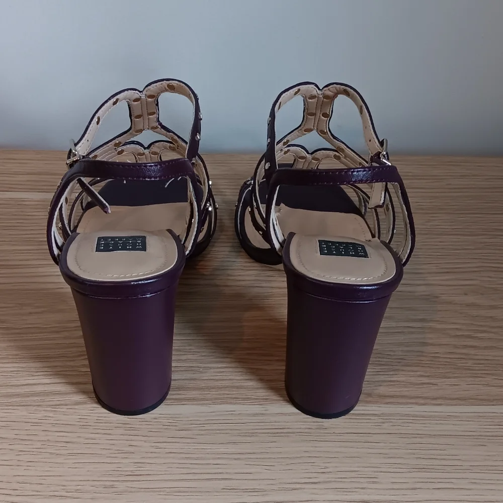 White House Black Market Women's Polly Cab Stud Heels Cabernet Plum 6.5